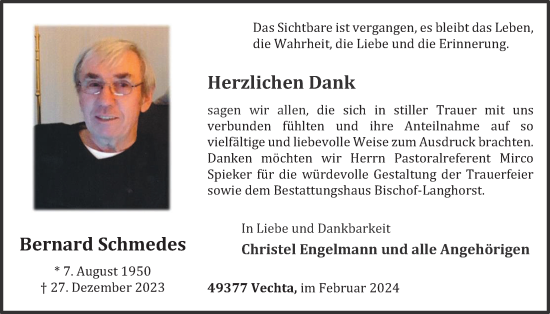 Anzeige von Bernard Schmedes von OM-Medien