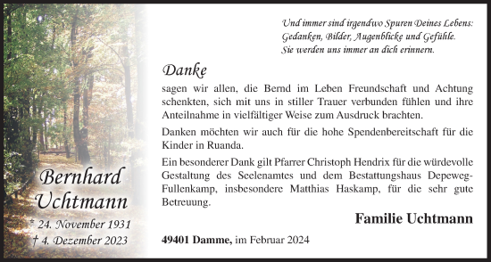 Anzeige von Bernhard Uchtmann von OM-Medien
