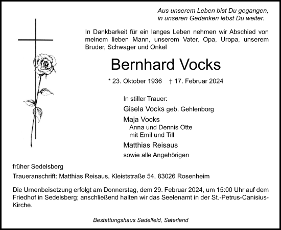 Anzeige von Bernhard Vocks von OM-Medien