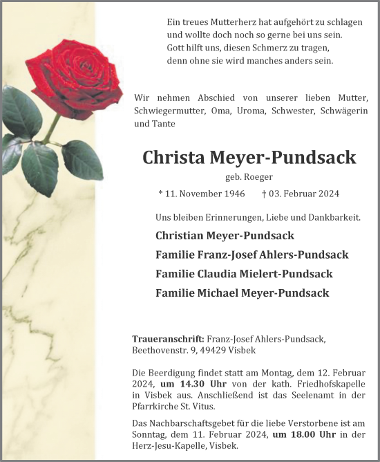 Anzeige von Christa Meyer-Pundsack von OM-Medien