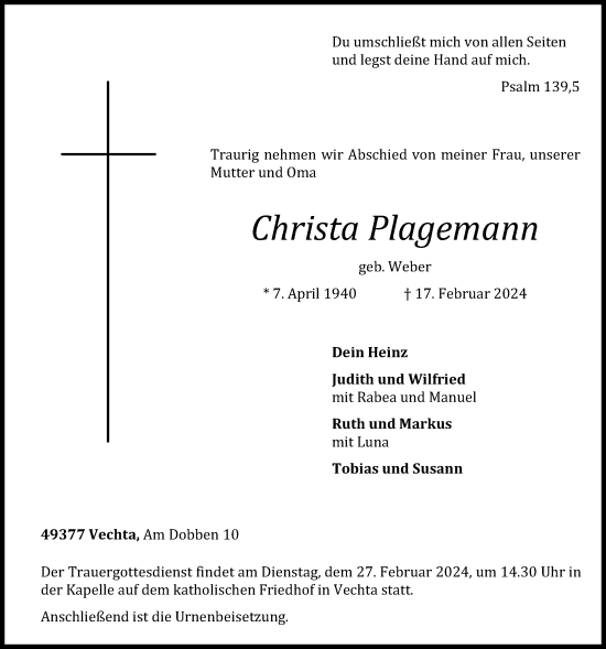 Anzeige von Christa Plagemann von OM-Medien