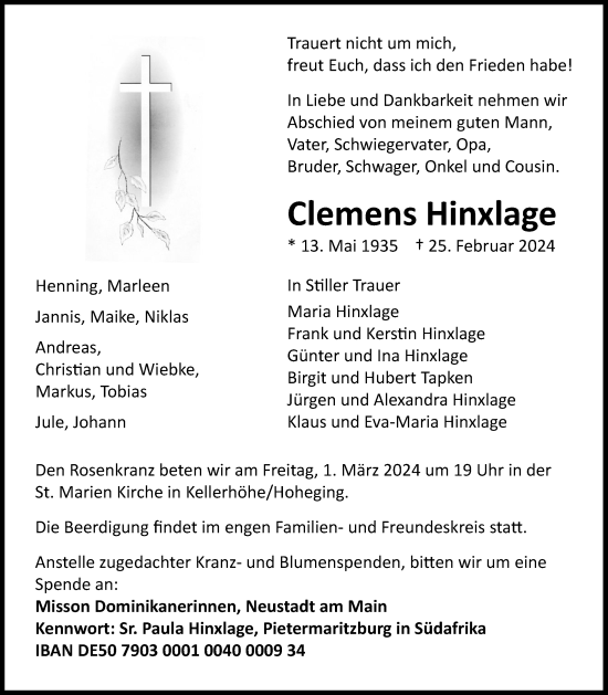 Anzeige von Clemens Hinxlage von OM-Medien