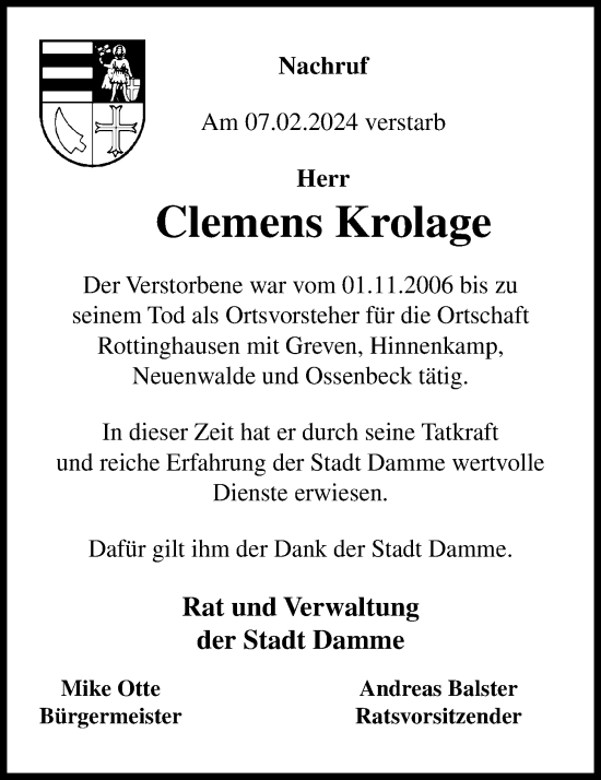 Anzeige von Clemens Krolage von OM-Medien