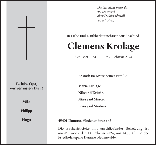 Anzeige von Clemens Krolage von OM-Medien