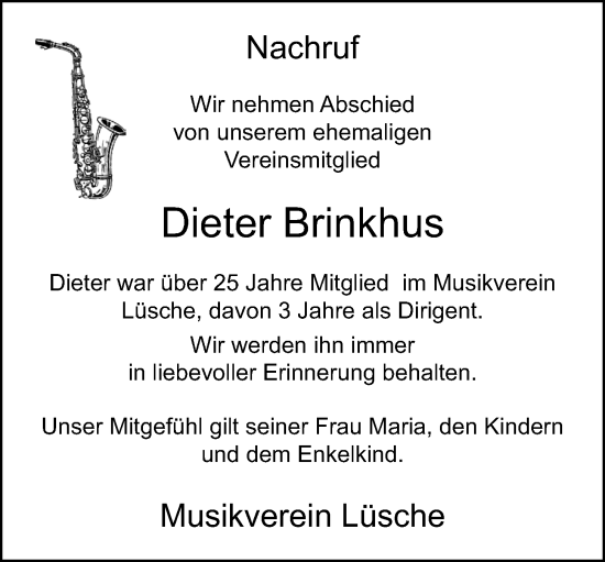 Anzeige von Dieter Brinkhus von OM-Medien