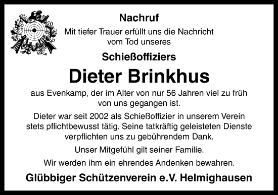 Anzeige von Dieter Brinkhus von OM-Medien