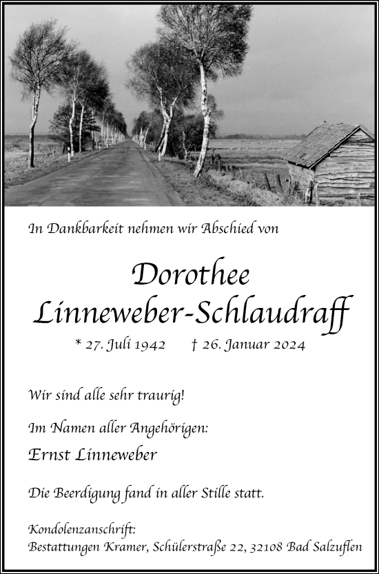 Anzeige von Dorothee Linneweber-Schlaudraff von OM-Medien