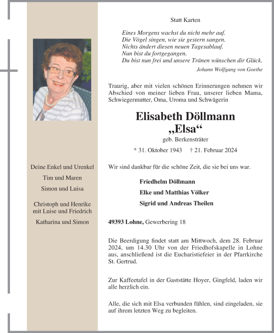 Anzeige von Elisabeth Döllmann von OM-Medien