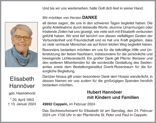 Anzeige von Elisabeth Hannöver von OM-Medien