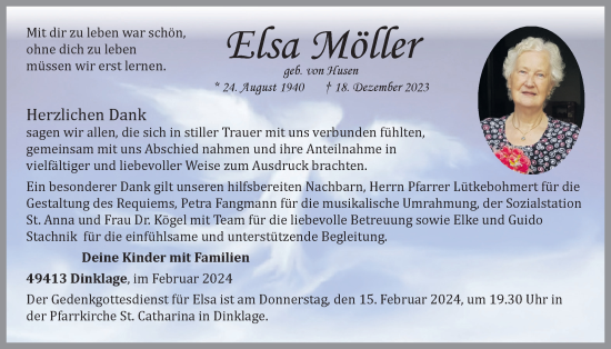 Anzeige von Elsa Möller von OM-Medien