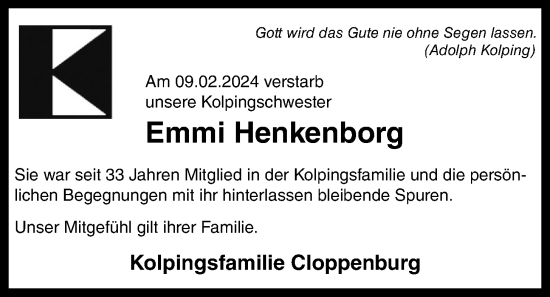 Anzeige von Emmi Henkenborg von OM-Medien