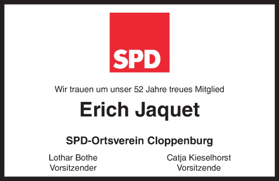 Anzeige von Erich Jaquet von OM-Medien
