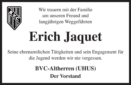 Anzeige von Erich Jaquet von OM-Medien