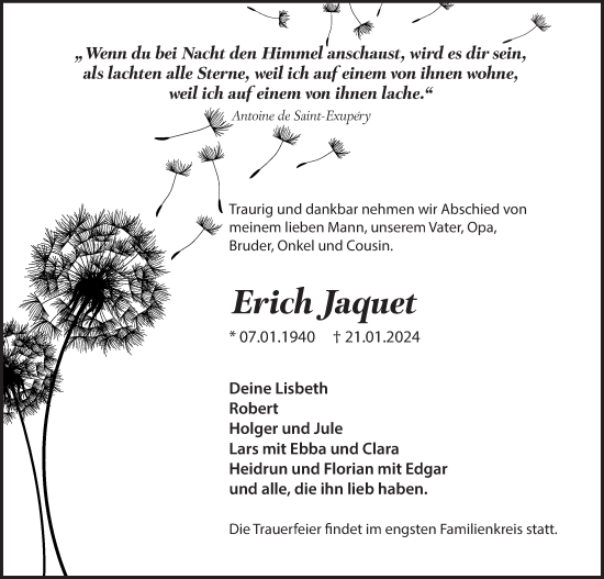 Anzeige von Erich Jaquet von OM-Medien
