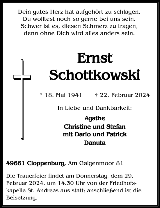 Anzeige von Ernst Schottkowski von OM-Medien