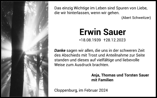 Anzeige von Erwin Sauer von OM-Medien