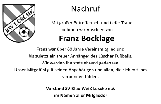Anzeige von Franz Bocklage von OM-Medien