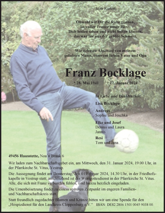 Anzeige von Franz Bocklage von OM-Medien