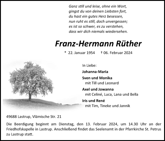 Anzeige von Franz-Hermann Rüther von OM-Medien