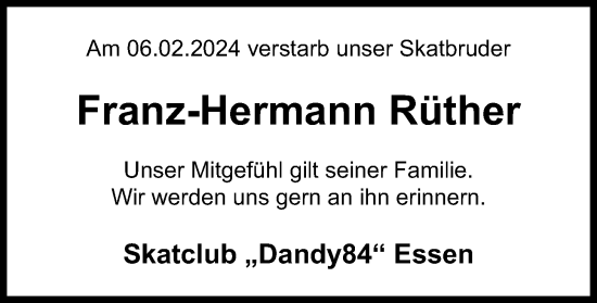 Anzeige von Franz-Hermann Rüther von OM-Medien