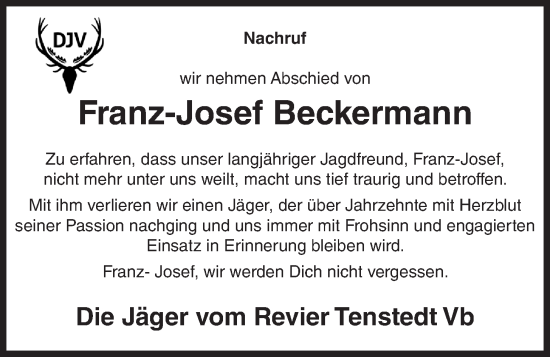 Anzeige von Franz-Josef Beckermann von OM-Medien