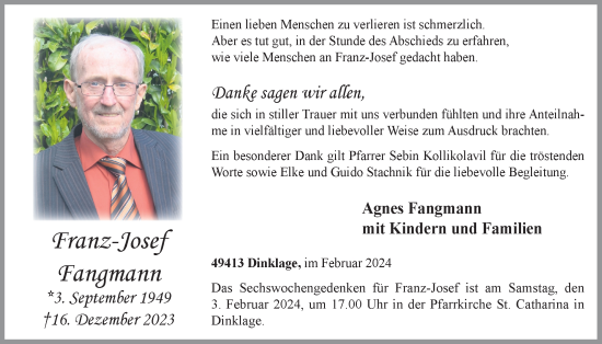 Anzeige von Franz-Josef Fangmann von OM-Medien
