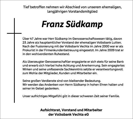 Anzeige von Franz Südkamp von OM-Medien