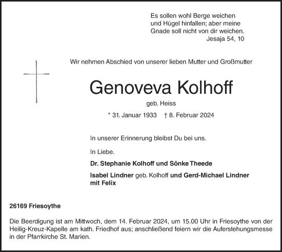 Anzeige von Genoveva Kolhoff von OM-Medien