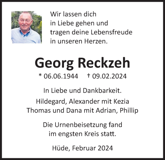 Anzeige von Georg Reckzeh von OM-Medien