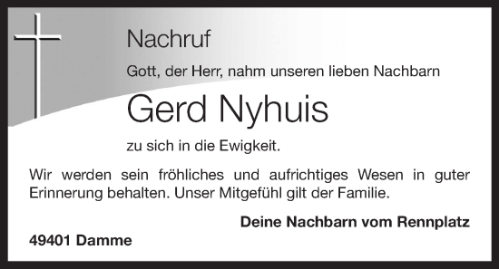 Anzeige von Gerd Nyhuis von OM-Medien