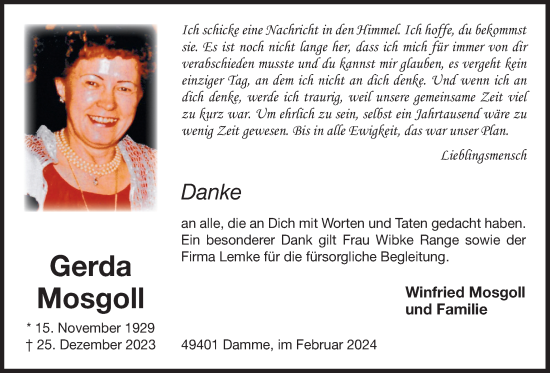 Anzeige von Gerda Mosgoll von OM-Medien