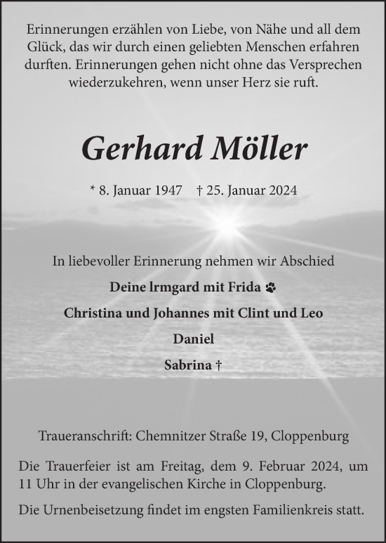 Anzeige von Gerhard Möller von OM-Medien