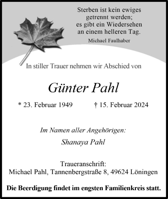 Anzeige von Günter Pahl von OM-Medien