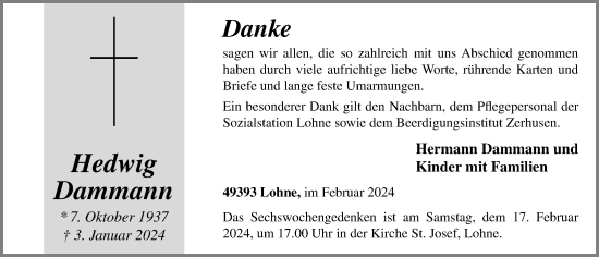 Anzeige von Hedwig Dammann von OM-Medien