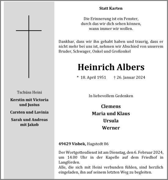 Anzeige von Heinrich Albers von OM-Medien