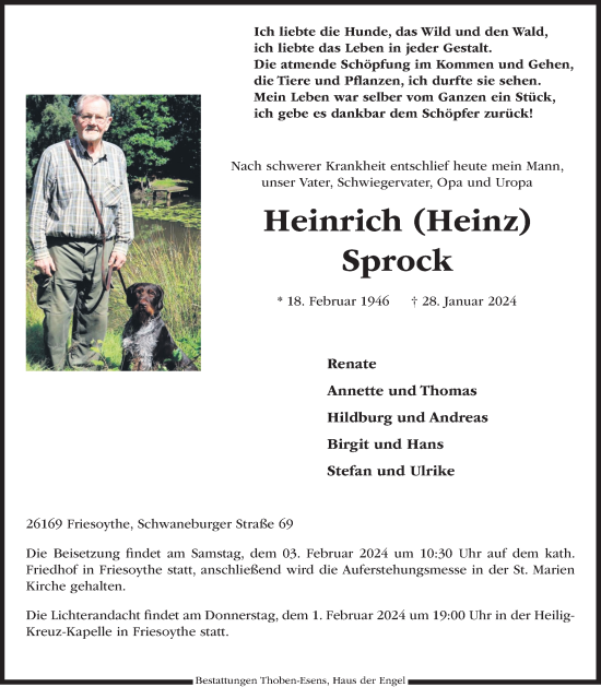 Anzeige von Heinrich Sprock von OM-Medien