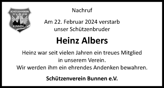 Anzeige von Heinz Albers von OM-Medien