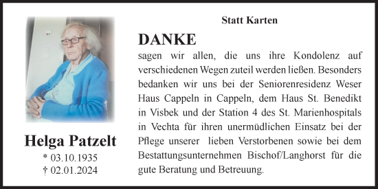 Anzeige von Helga Patzelt von OM-Medien