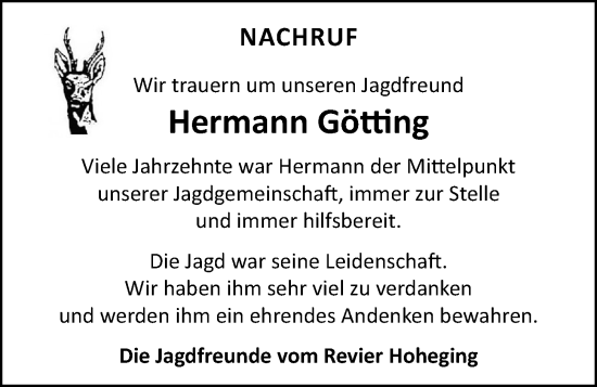 Anzeige von Hermann Götting von OM-Medien