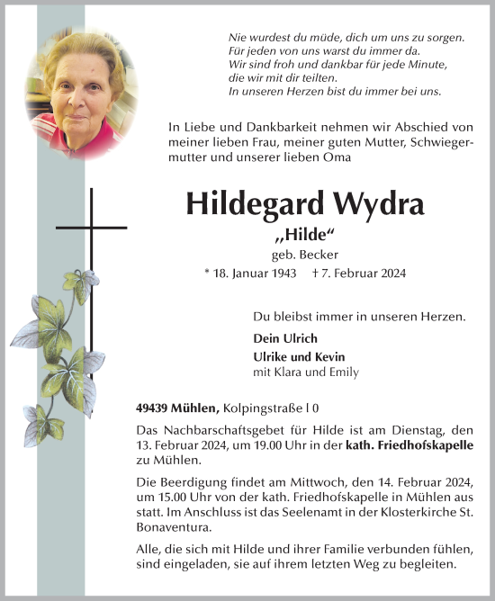 Anzeige von Hildegard Wydra von OM-Medien