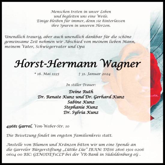 Anzeige von Horst-Hermann Wagner von OM-Medien