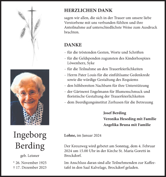 Anzeige von Ingeborg Berding von OM-Medien