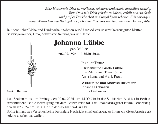 Anzeige von Johanna Lübbe von OM-Medien