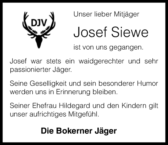 Anzeige von Josef Siewe von OM-Medien