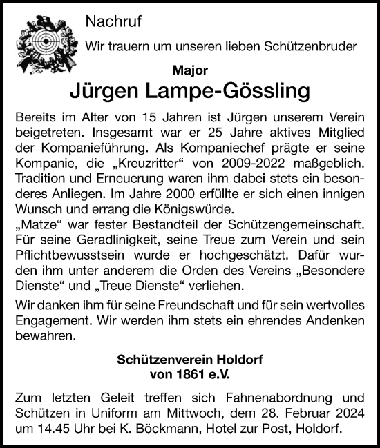 Anzeige von Jürgen Lampe-Gössling von OM-Medien