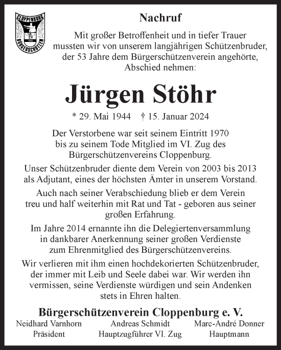 Anzeige von Jürgen Stöhr von OM-Medien