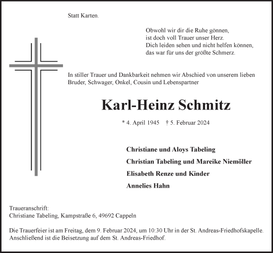 Anzeige von Karl-Heinz Schmitz von OM-Medien