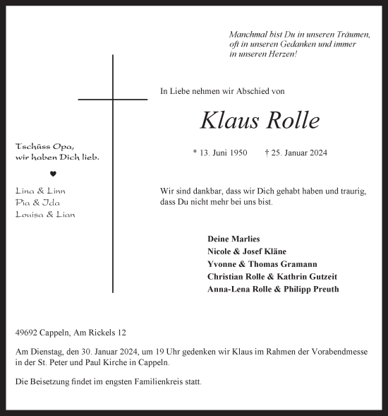 Anzeige von Klaus Rolle von OM-Medien