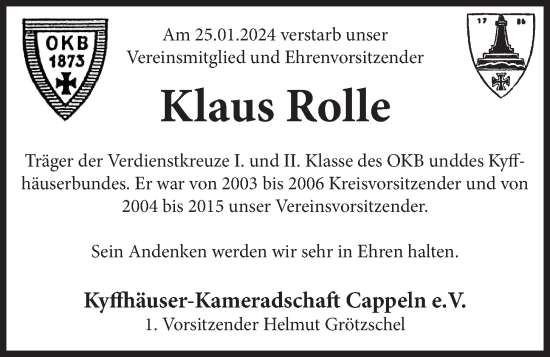 Anzeige von Klaus Rolle von OM-Medien