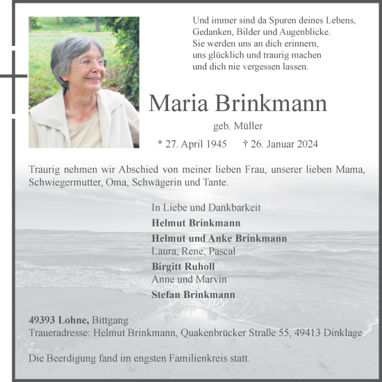Anzeige von Maria Brinkmann von OM-Medien